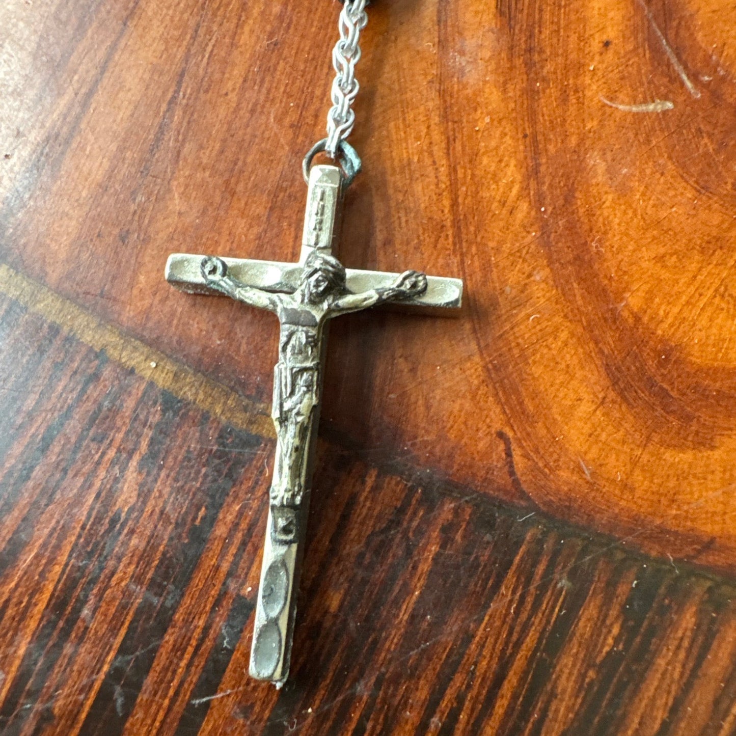 Vintage Black Bead Rosary Catholic Crucifix Religious Made In Italy