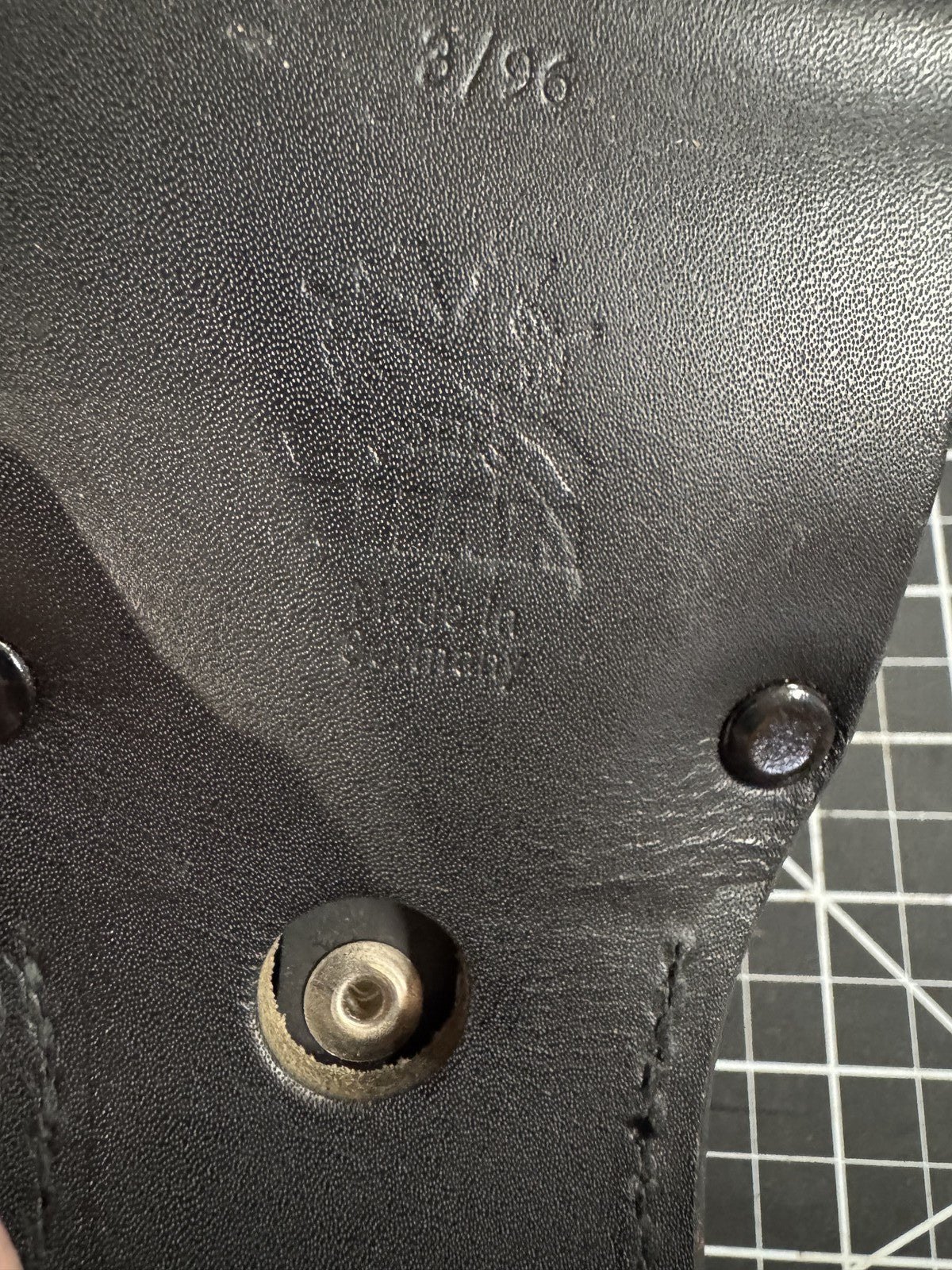 AKAH German Police Holster RT. HAND Marked 3-96 Black Heavy Leather Solid