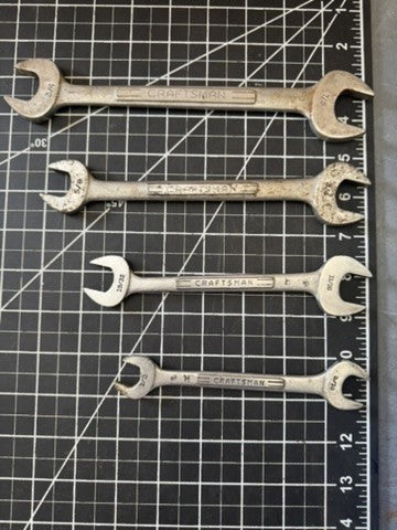 Vintage Craftsman Lot of 4 Double Open-End Wrenches – Forged in USA