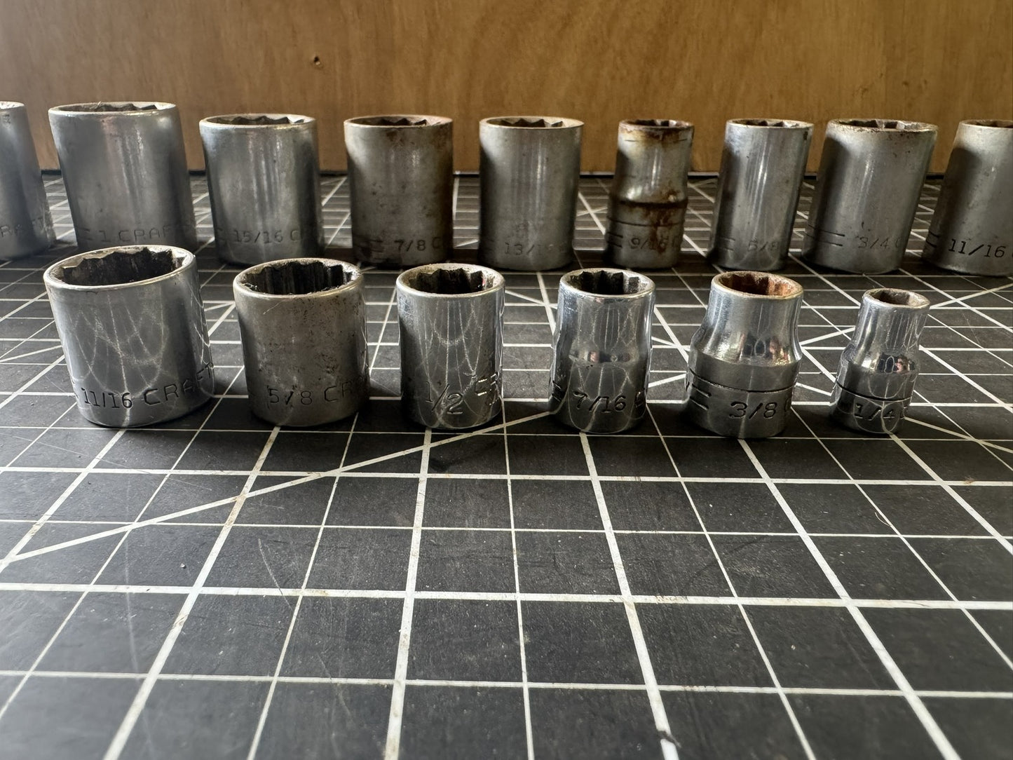 Lot of 20 Vintage Craftsman V Series Sockets – SAE Mix + Deep Sockets – USA