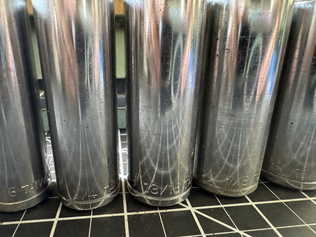 Vintage 8pc Deep Socket Set w/ Original Green Tin – Taiwan