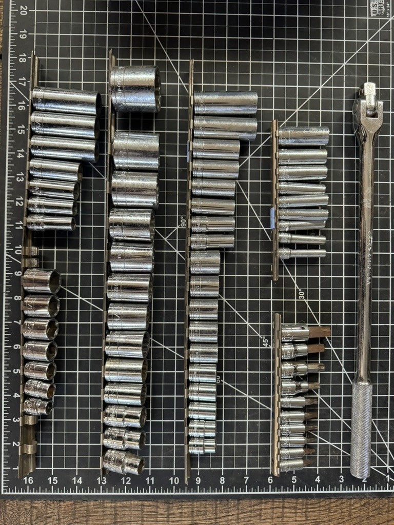 S-K Tools USA 65pc Socket Lot w/ 1/2” Drive 16” Flex Head Breaker Bar