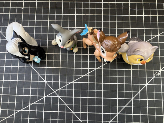Vintage 1988 Disney Bambi Figure Lot - Flower, Thumper, Bambi & Owl