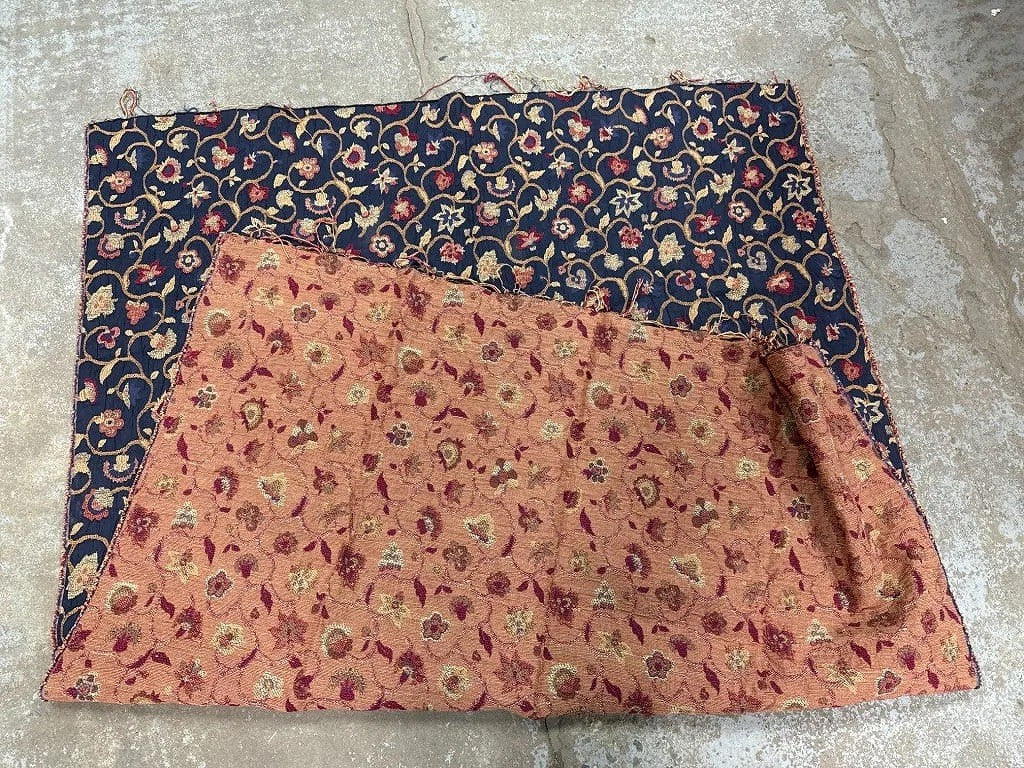 Vintage Floral Tapestry Fabric Panel – 62.5" x 47.5" – Black, Rust, Gold, Yellow