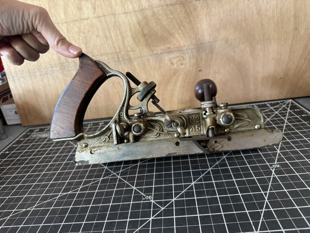 Antique Stanley No. 45 Combination Plane – Stanley Rule & Level Co. – Pat. 1884