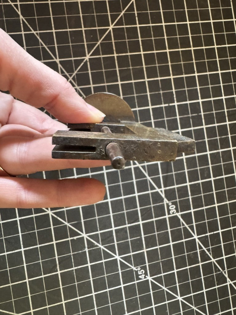 Antique Brass Hand-Operated Clamp – Bone Handle – Screw Crank – 4” – Engraved