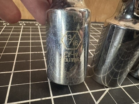 Vintage 3-Pc Impact Universal Joint Swivel Socket Adapter – 13/16, 3/4, 5/8