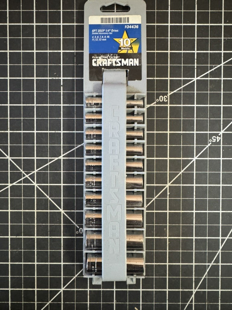 Craftsman 934436 10-Piece 1/4” Drive 6-Point Deep Socket Set – Metric 4mm–13mm