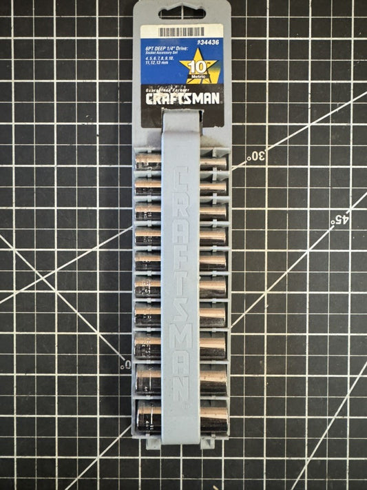 Craftsman 934436 10-Piece 1/4” Drive 6-Point Deep Socket Set – Metric 4mm–13mm