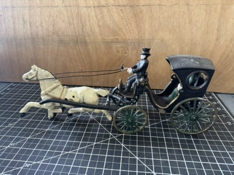 Vintage Antique Cast Iron Horse Drawn “Victoria” Carriage – 15 1/2”
