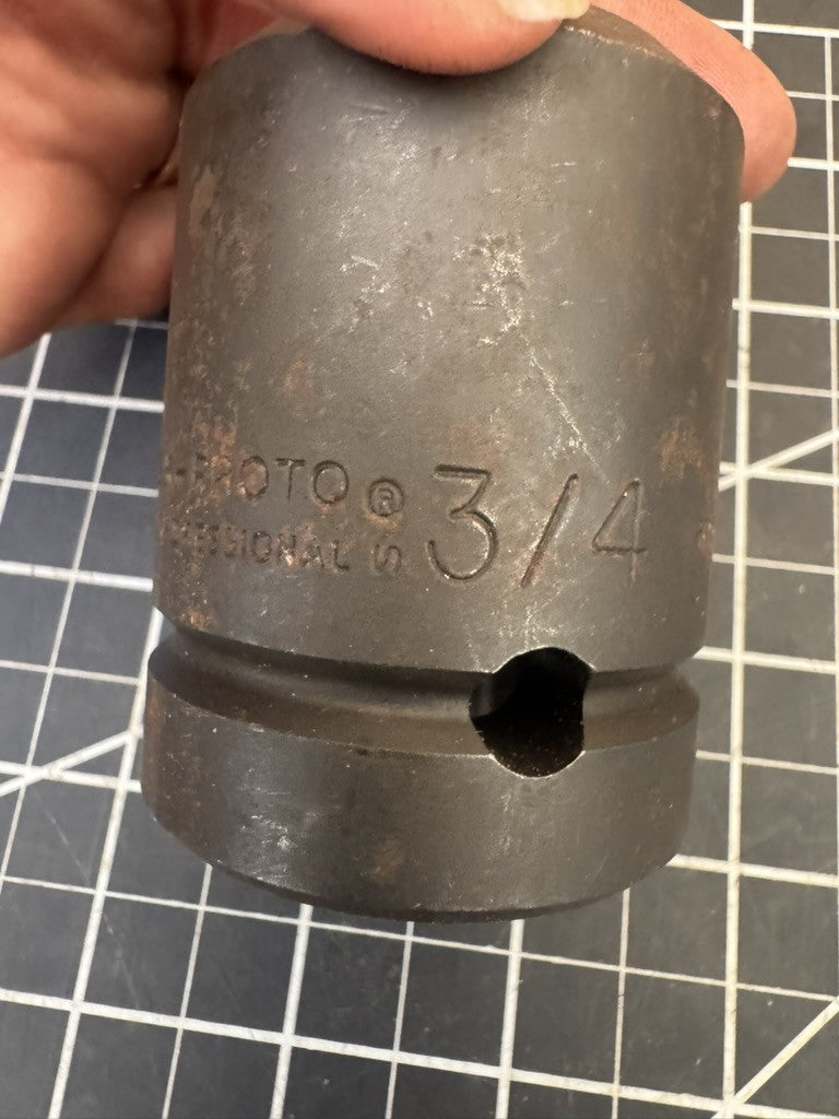 PROTO 10012SS Impact Socket – 1” Drive, 3/4” Size – 4-Point Standard – USA