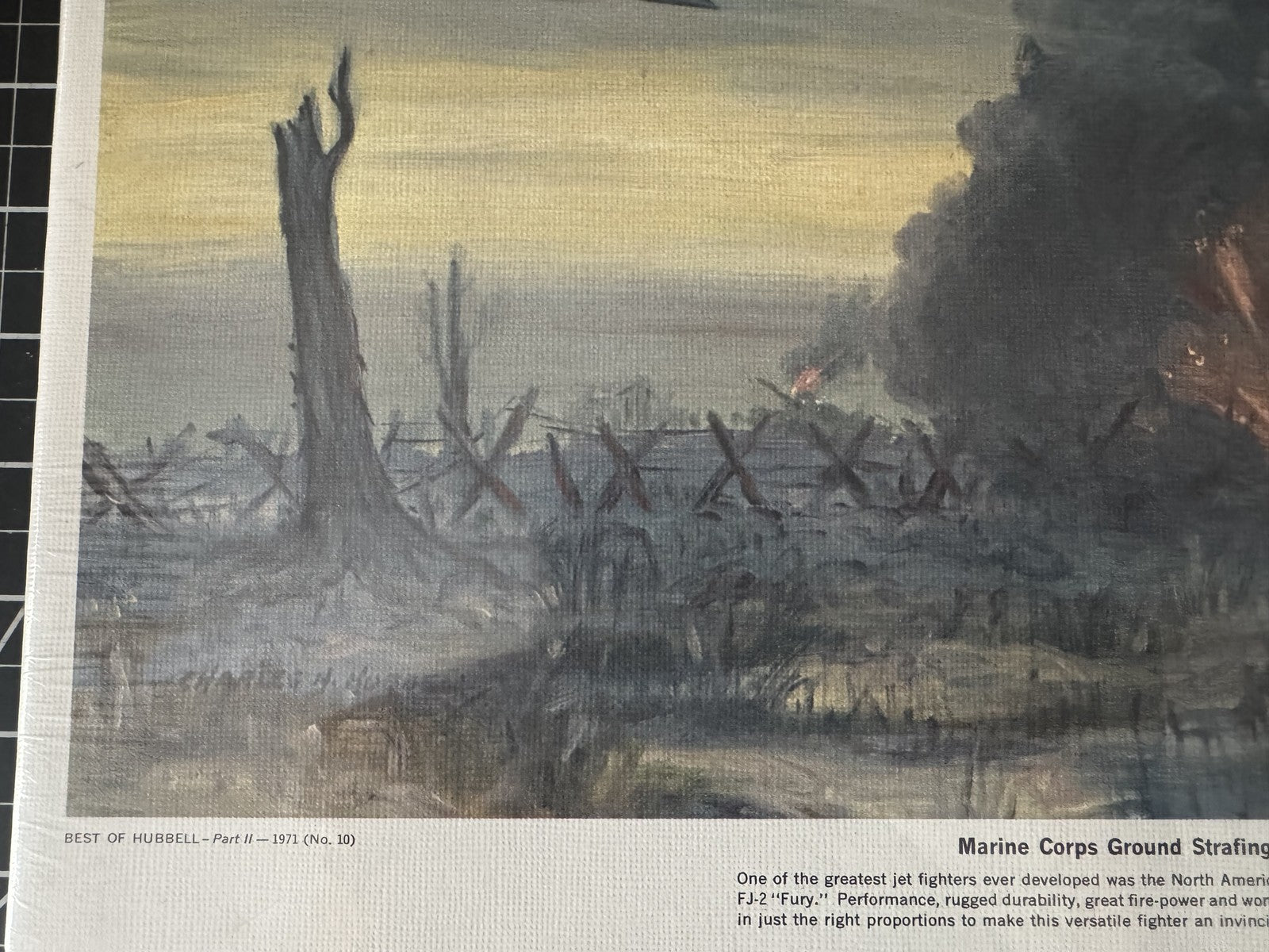 1971 "US Marine Corps Strafing - 1955" Hubbell War Print – 12.75" x 16"