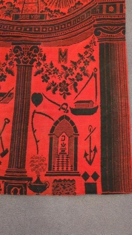 Antique Civil War Era Masonic Master's Carpet 34"x50" – Rare Fraternal Relic