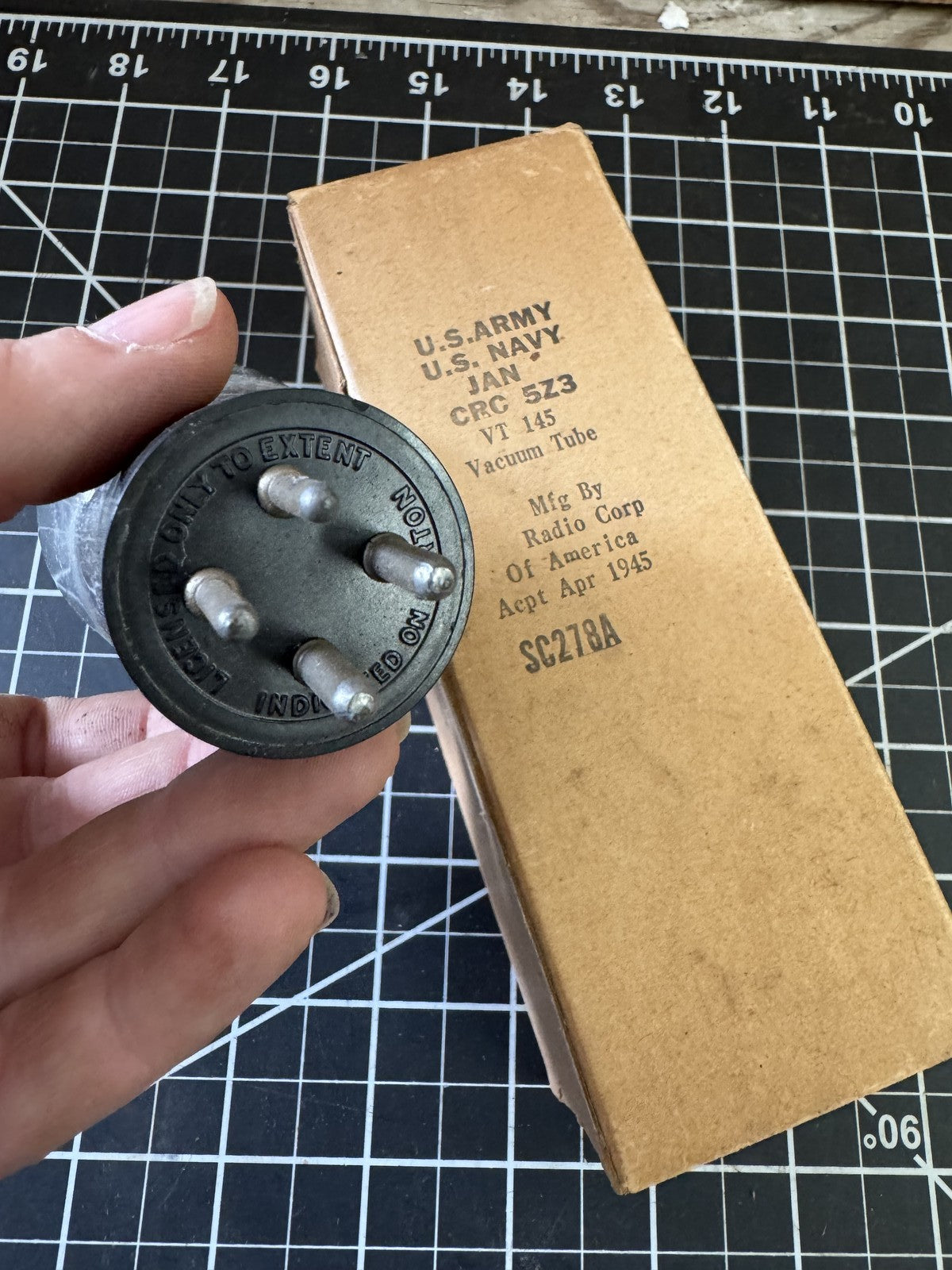 JAN CRC 5Z3 VT-145 Vacuum Tube | WWII April 1945 | U.S. Army/Navy | VT145 NOS