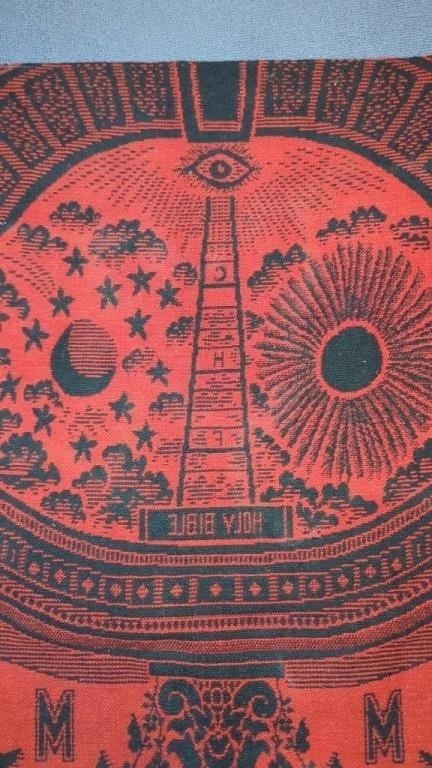 Antique Civil War Era Masonic Master's Carpet 34"x50" – Rare Fraternal Relic