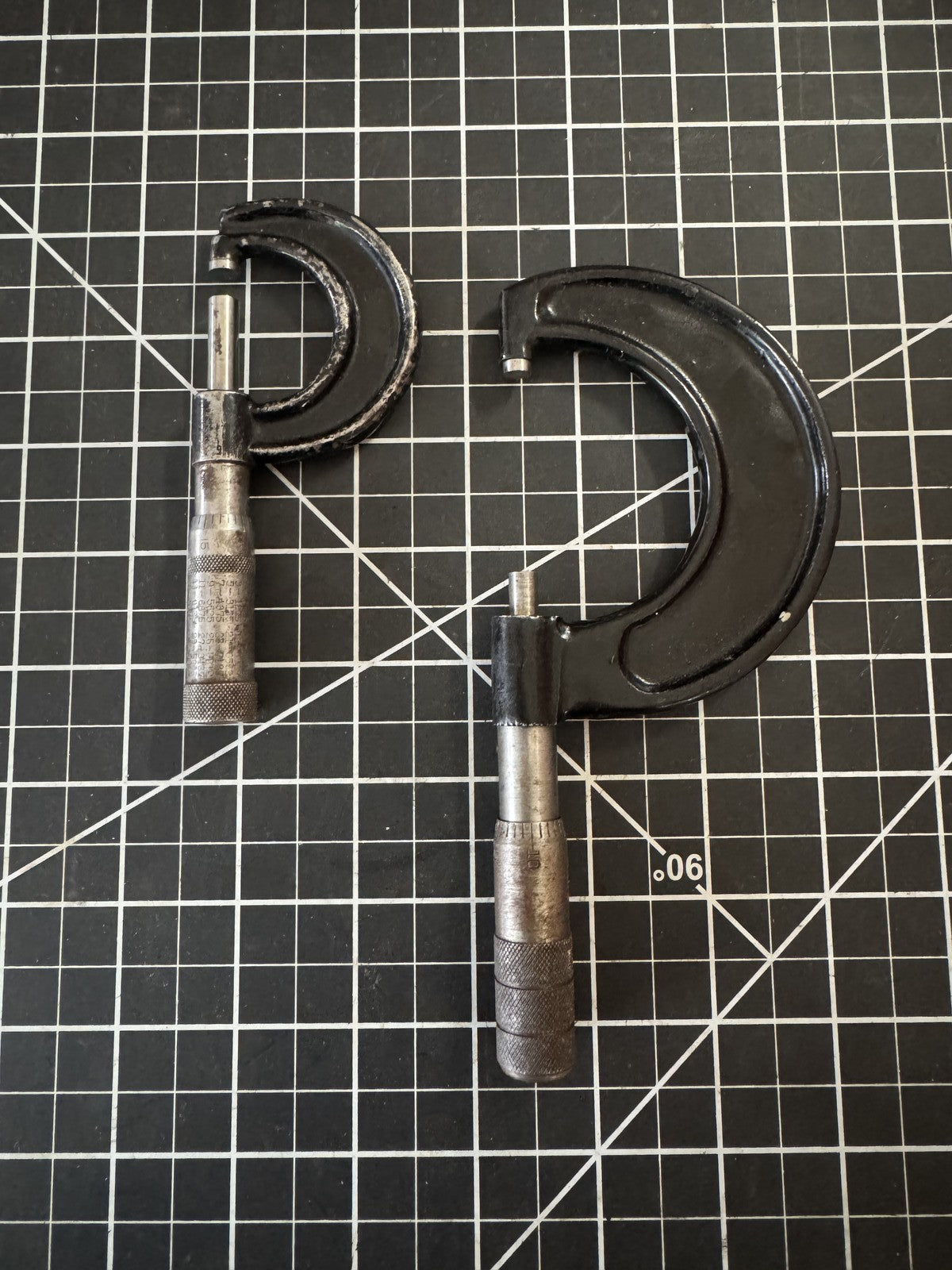 Lot of 2 Vintage Micrometers – JT Slocomb + Unmarked Large Machinist Tool