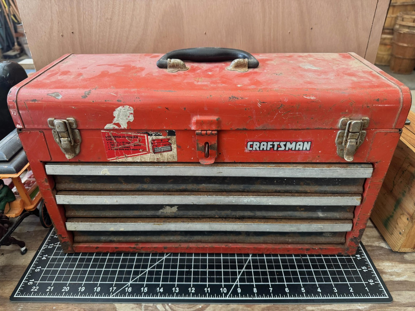 Vintage Craftsman 3-Drawer Portable Tool Chest – 20.5” Wide, Locking Drawers