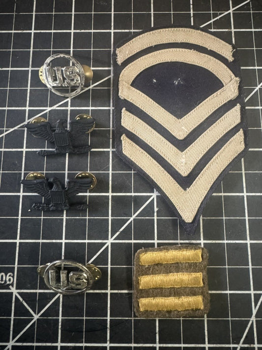 Lot of 6 U.S. Military Tags & Patches – Air Force, Army Colonel Eagles, WW2, etc