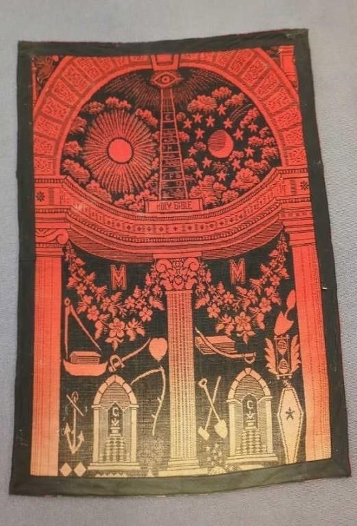 Antique Civil War Era Masonic Master's Carpet 34"x50" – Rare Fraternal Relic