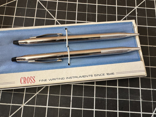 Cross 3501 Chrome Ball Pen & Pencil Set – Vintage, Made in USA