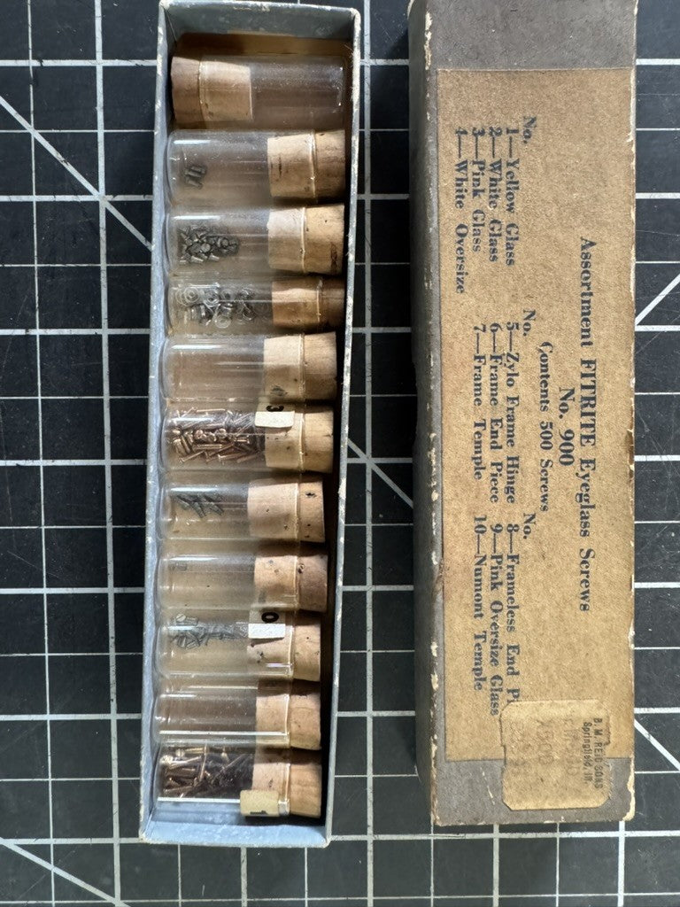 Antique Clockmaker’s / Watchmaker’s Box of Eyeglass Screws – No. 900
