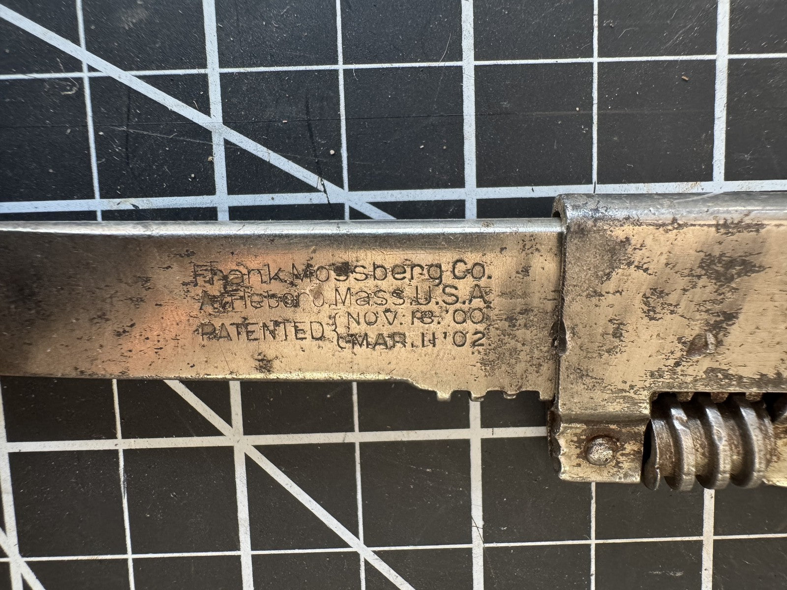 Vintage Frank Mossberg “Alderman” Adjustable Wrench 5" – Pat. 1900 & 1902 – USA