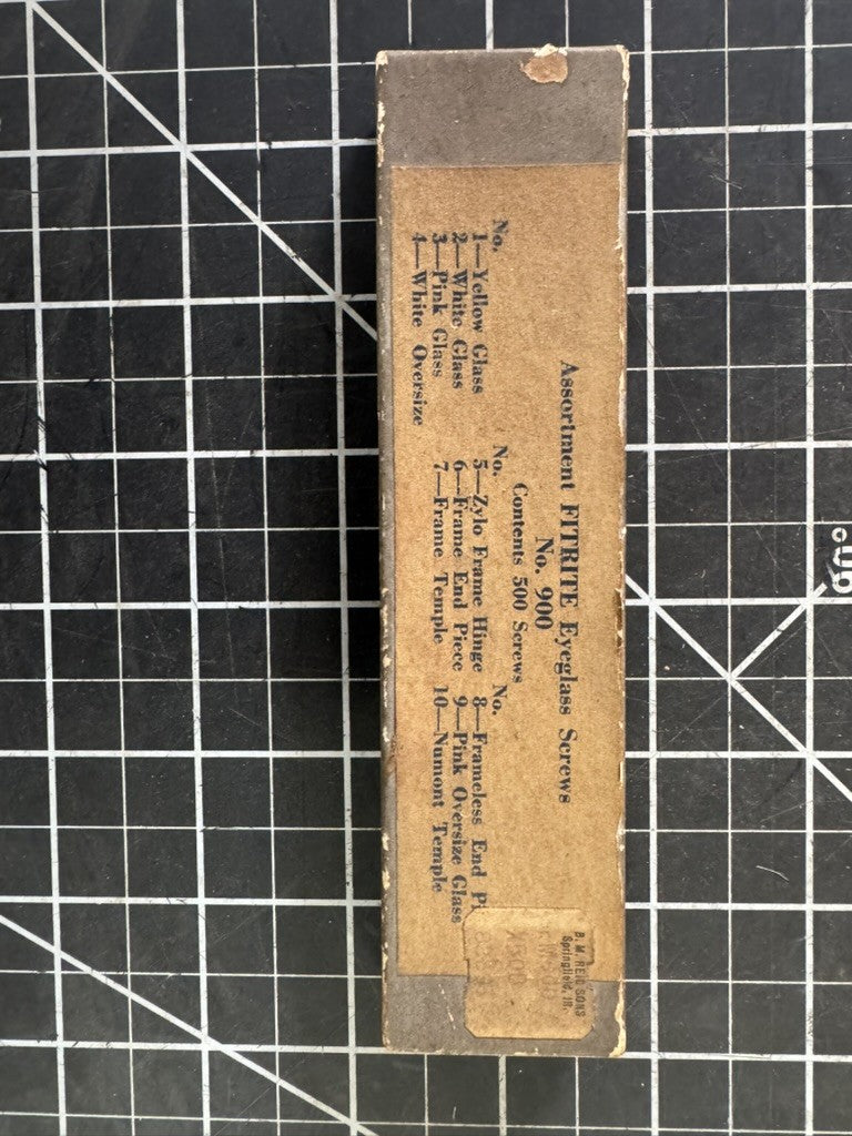 Antique Clockmaker’s / Watchmaker’s Box of Eyeglass Screws – No. 900