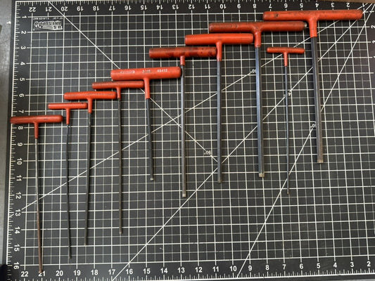 Vintage Hunter & Proto T-Handle Ball End Hex Key Set – Red Handles