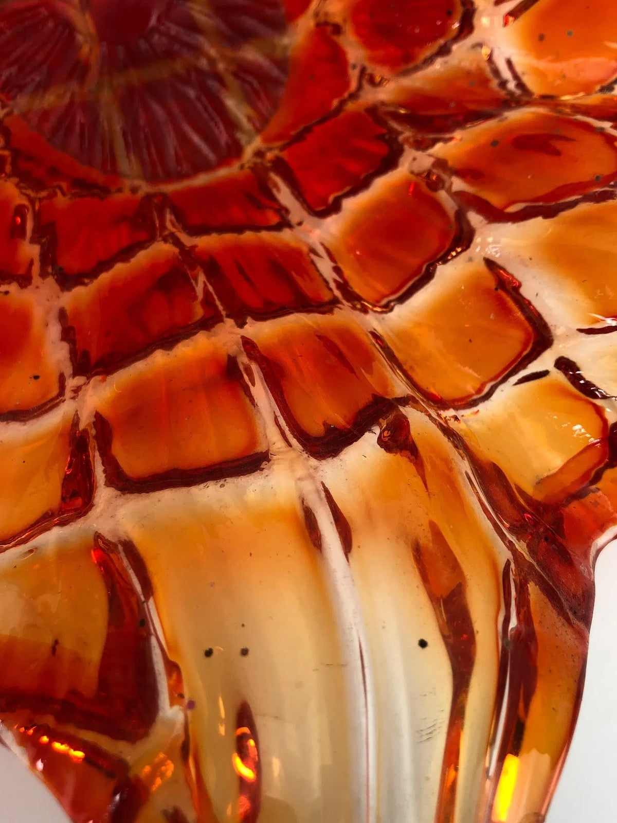 Large Murano-Style Hand-Blown Art Glass Bowl – Orange & Red, Italy, 15 3/4”