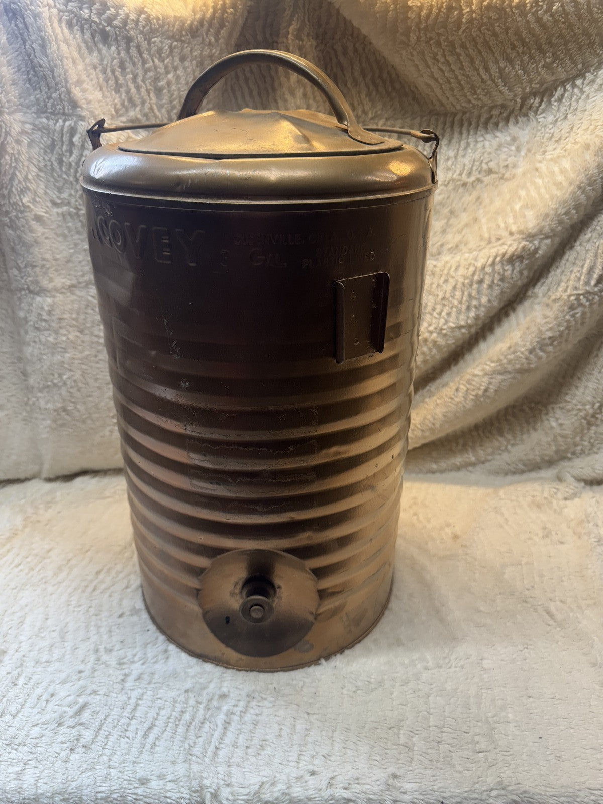 Vintage Covey 3 Gallon Galvanized Metal Cooler – Copper Finish, Plastic Lined