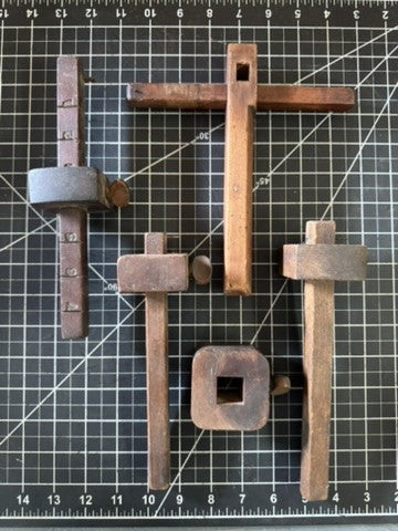 Lot of 4 Antique 1800s Primitive Wooden Marking Gauges – Measuring Tools
