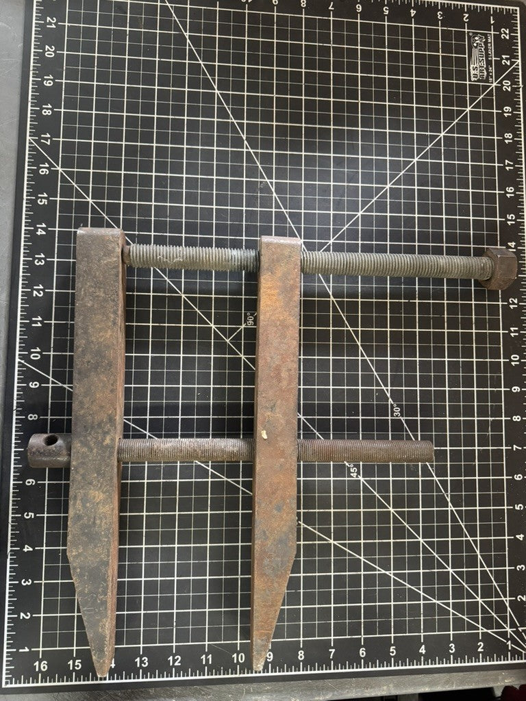 Large 14” Vintage Cast Iron Hand Screw Clamp – Heavy Duty Woodworking Tool