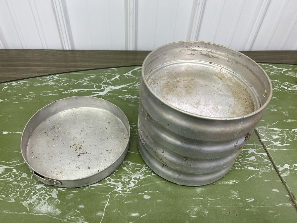 Vintage 1960s Aluminum 5-Tier Stackable Picnic Lunchbox – Made in USA