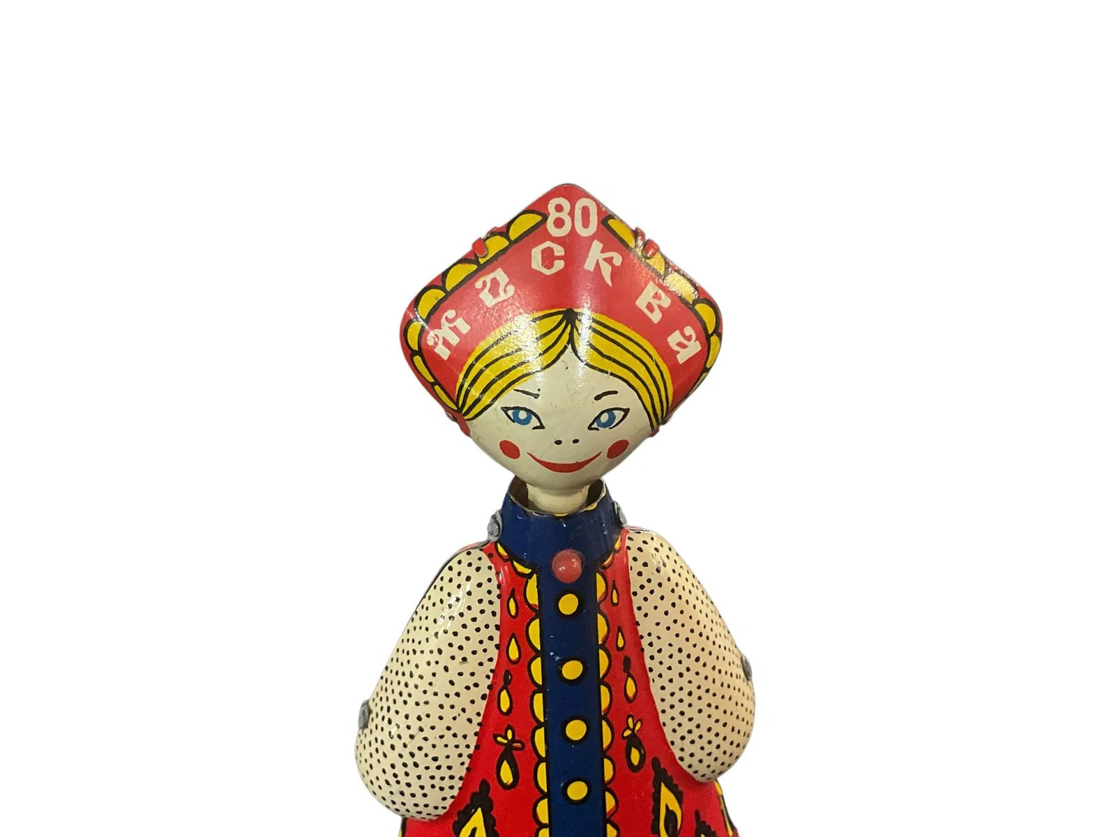 Vintage 1980 Moscow, Wind Up Litho Tin Toy, Russian Olympics. Works! No Key