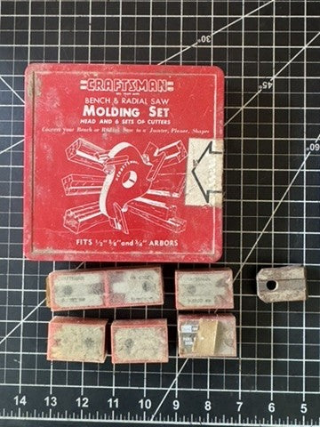 Vintage Craftsman Bench & Radial Saw Molding Set Shaper Head w/ Cutters