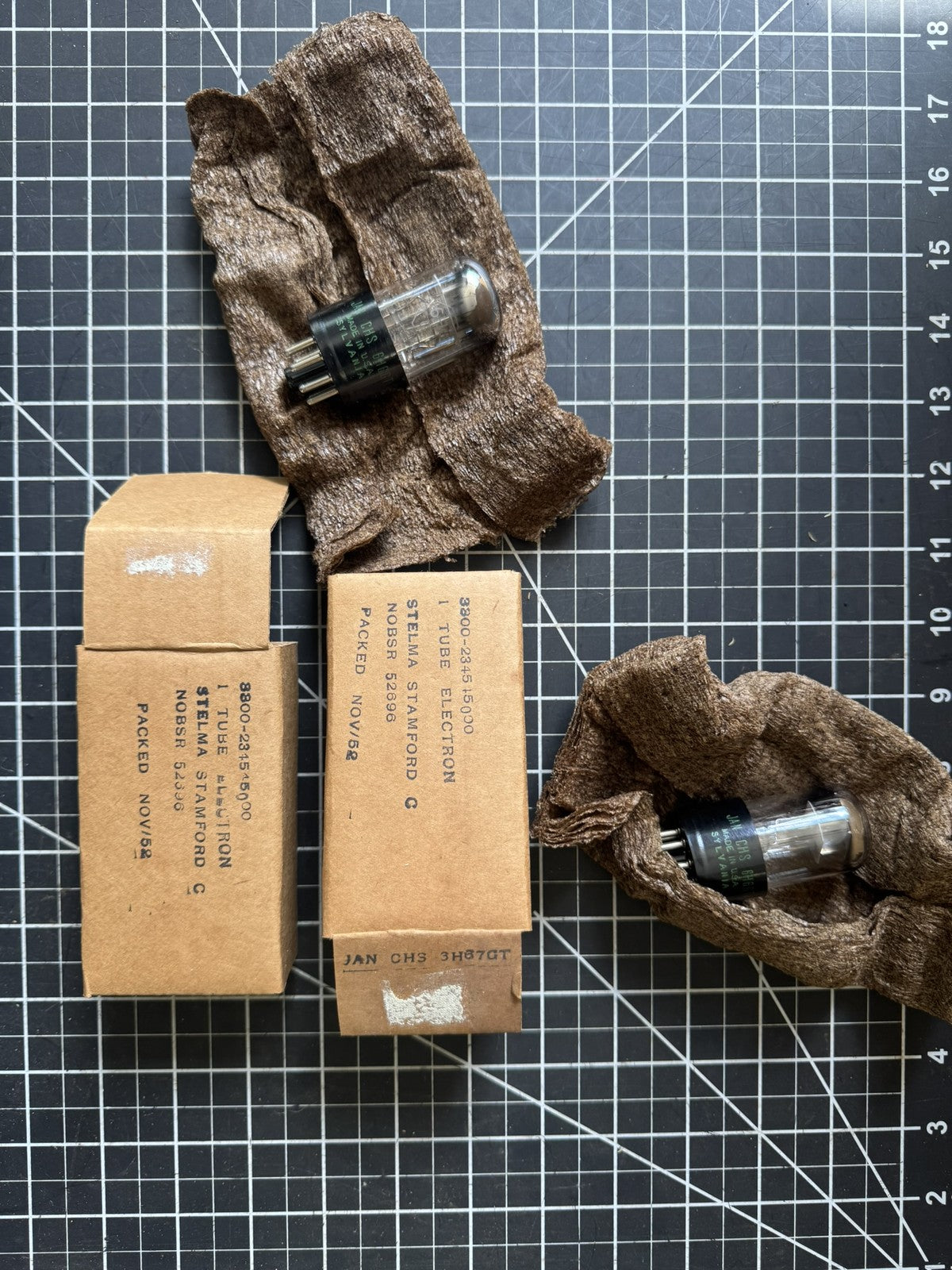 Matched Pair JAN CHS 3H67GT Radio Tubes – Sylvania – NOBSR 52696 – 1952 – USA