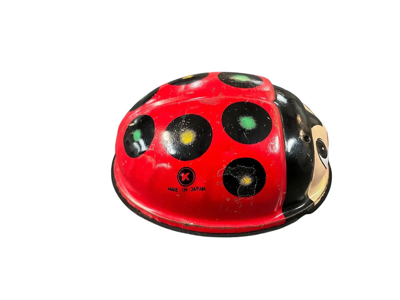 Vintage 1950s Tin Litho Wind-Up Ladybug Toy – Made in Japan, Fully Functional
