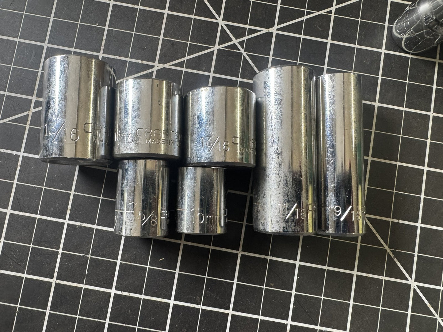 Lot of 11 Vintage Craftsman EE Series Sockets – Mixed SAE & Metric – USA