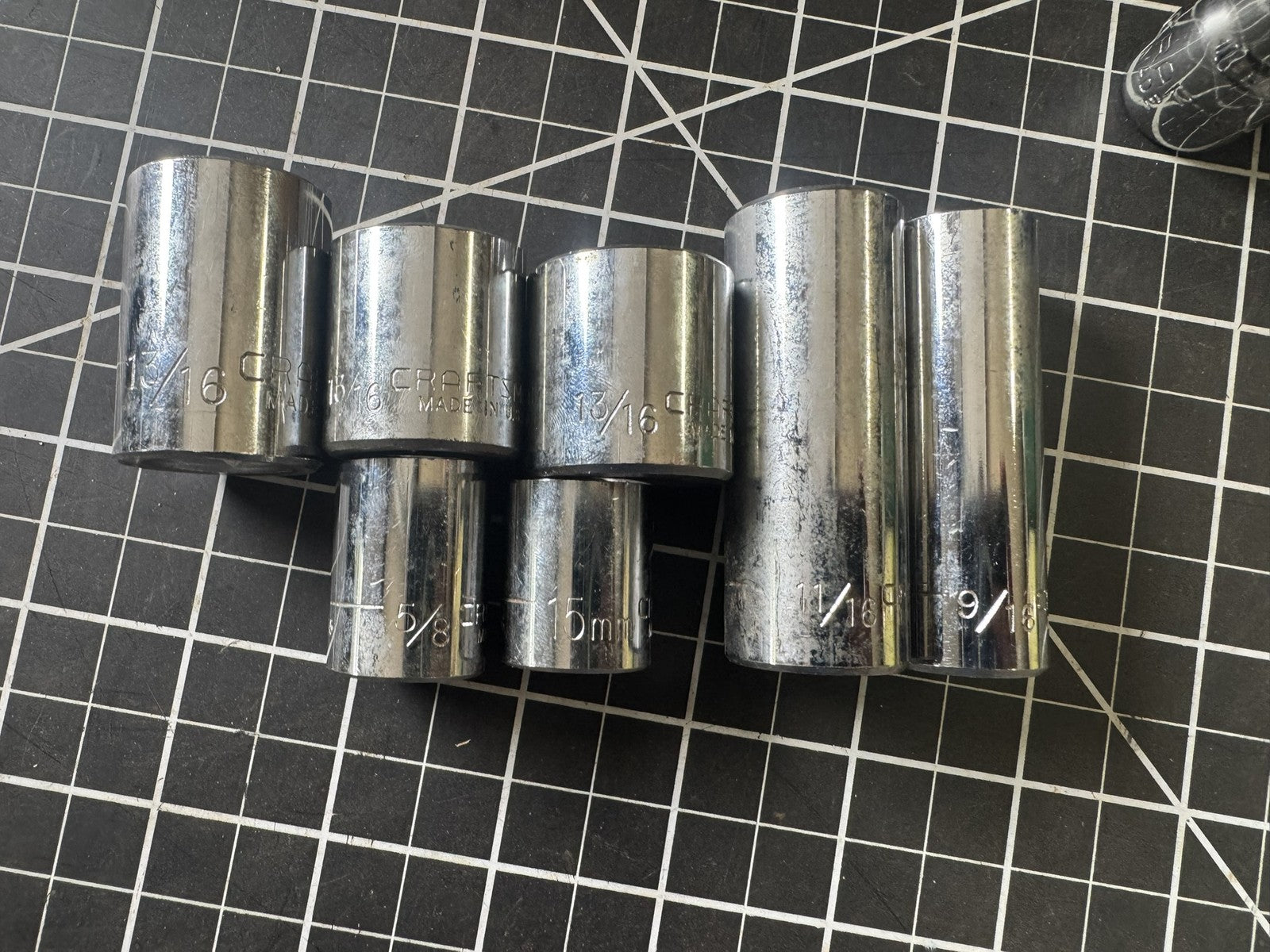 Lot of 11 Vintage Craftsman EE Series Sockets – Mixed SAE & Metric – USA