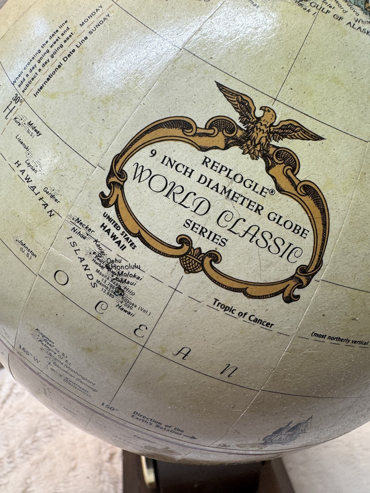 Replogle 9" World Classic Globe with Wood Base – Hygrometer, Thermometer