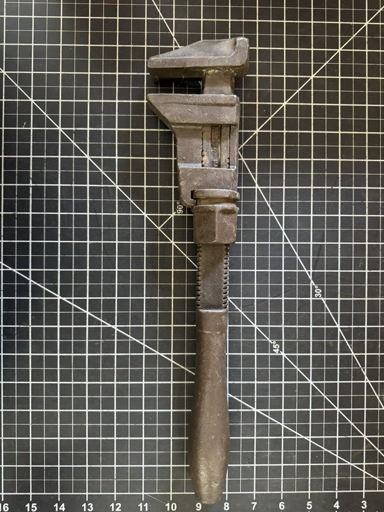 Vintage 16” Adjustable Wrench – Marked “Wabash R.R.” – Solid Metal Handle