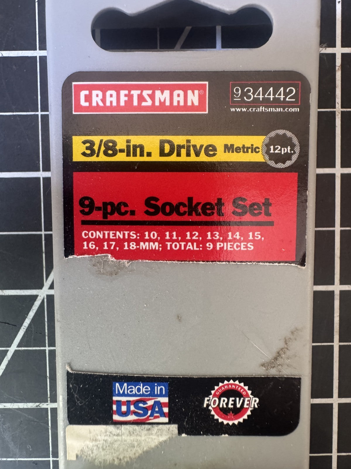 Craftsman 934442 9pc Metric 3/8" Drive 12pt Socket Set – 10-18mm – Made in USA