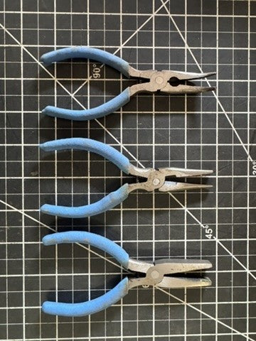 Set of 3 Vintage Companion Pliers – Needle Nose, Bent Nose, Flat Nose – Blue