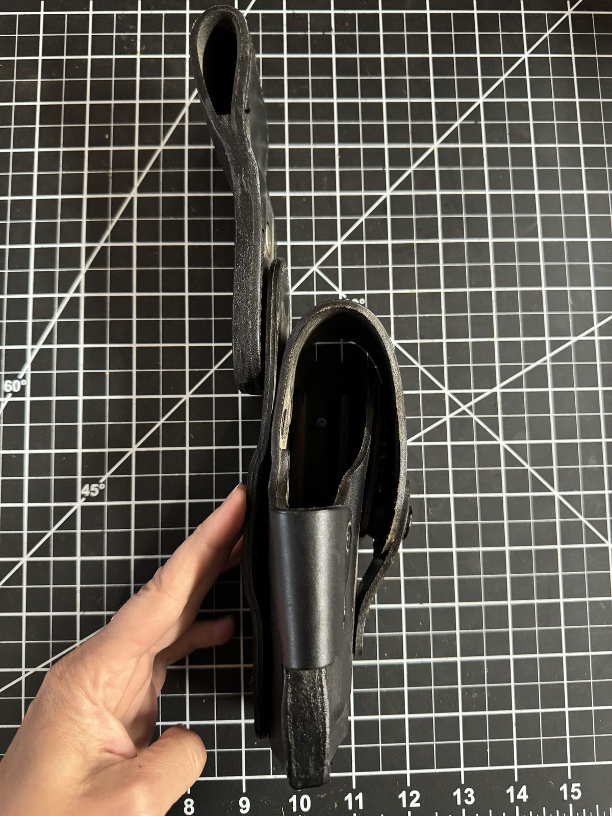 AKAH German Police Holster RT. HAND Marked 3-96 Black Heavy Leather Solid