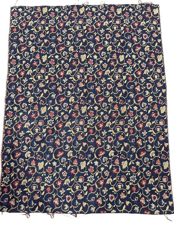 Vintage Floral Tapestry Fabric Panel – 62.5" x 47.5" – Black, Rust, Gold, Yellow