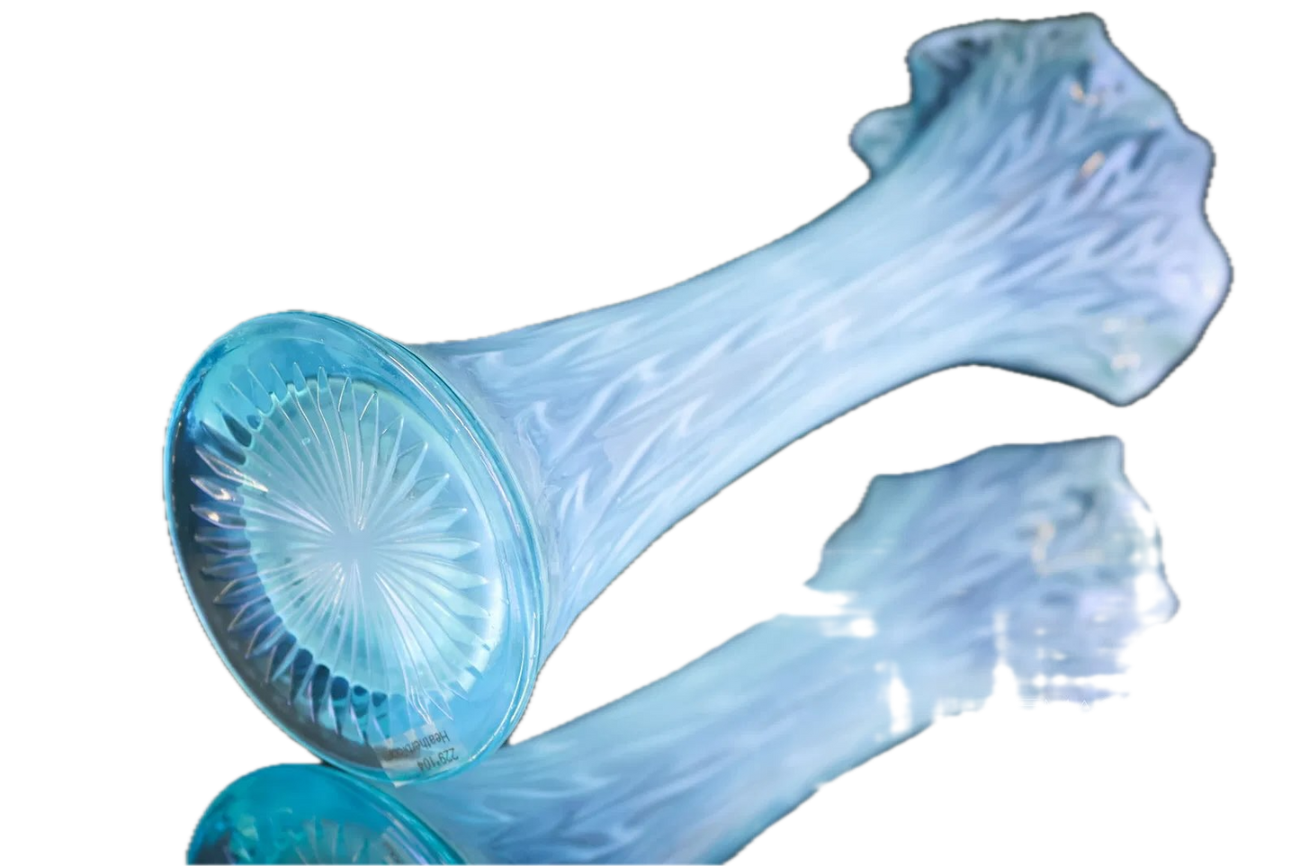 Victorian Blue Opalescent Glass Swung Vase – 12” Tall