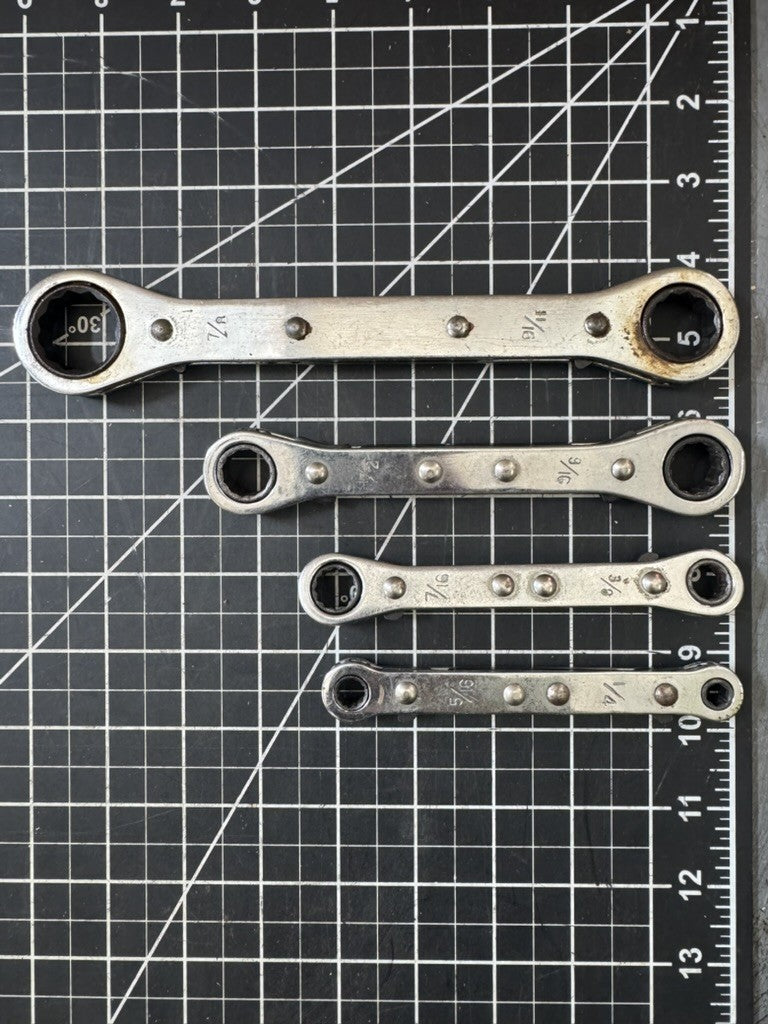 Vintage Heavy Duty 4pc Reversible Ratchet Ring Spanner Wrench Set – USA