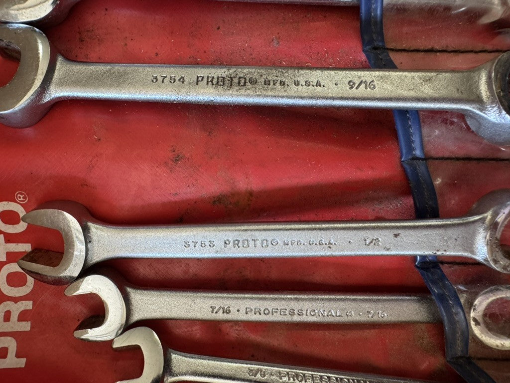7pc Proto J3700A Flare Nut Wrench Set 6-Point w/ Original Pouch 2404 USA
