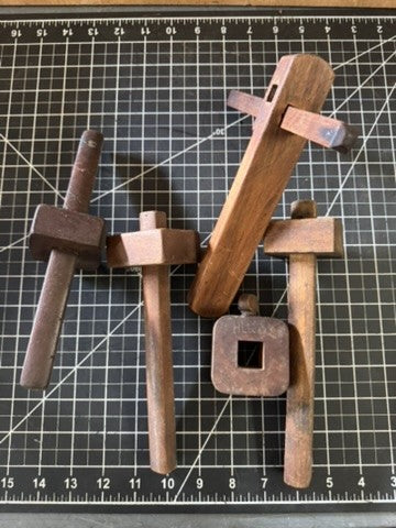 Lot of 4 Antique 1800s Primitive Wooden Marking Gauges – Measuring Tools
