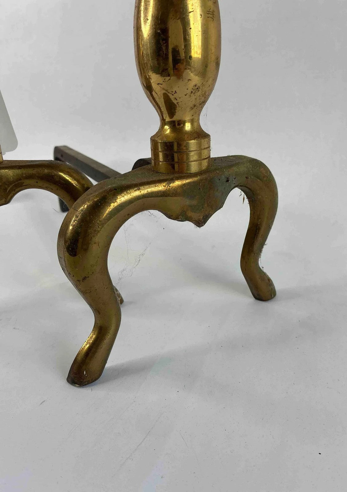 Vintage Brass-Finish Fireplace Andirons – 15” Tall – Minimal Tarnish